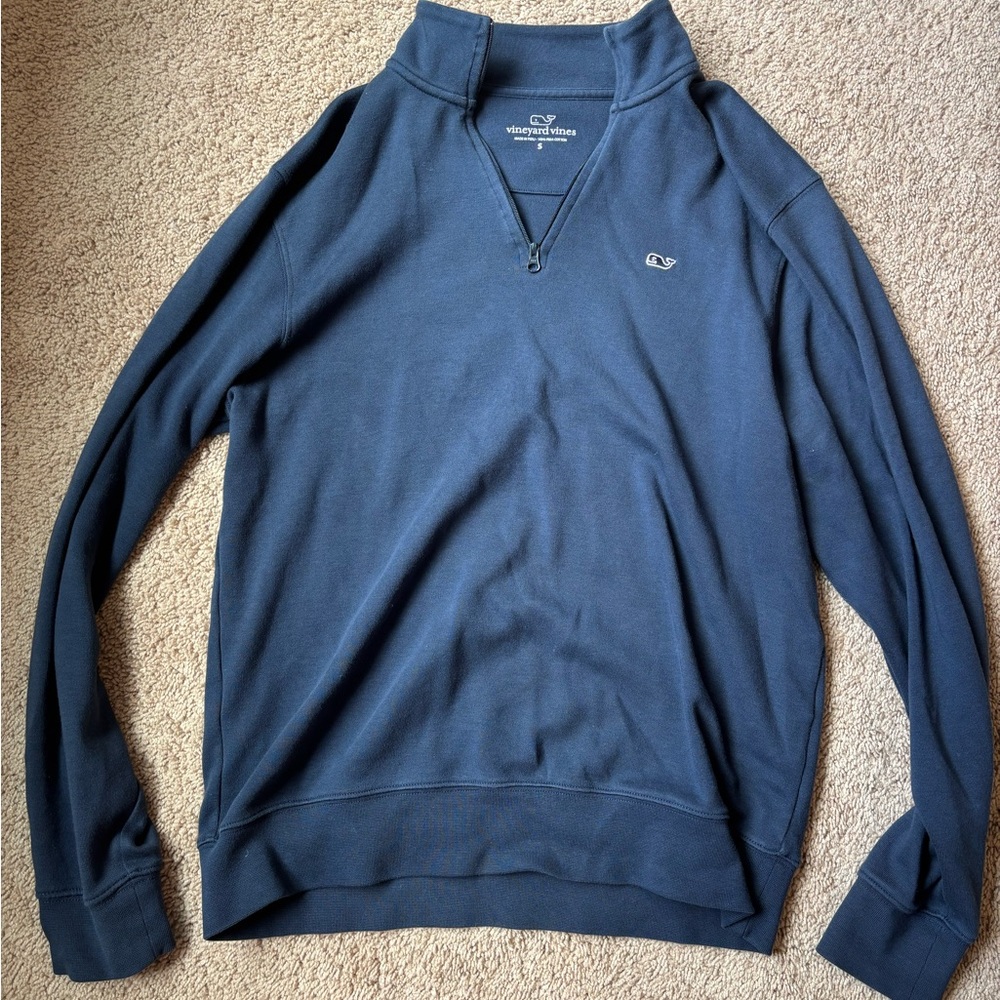 Vineyard Vines Blue Zip Up Sweater Classic Knit Style